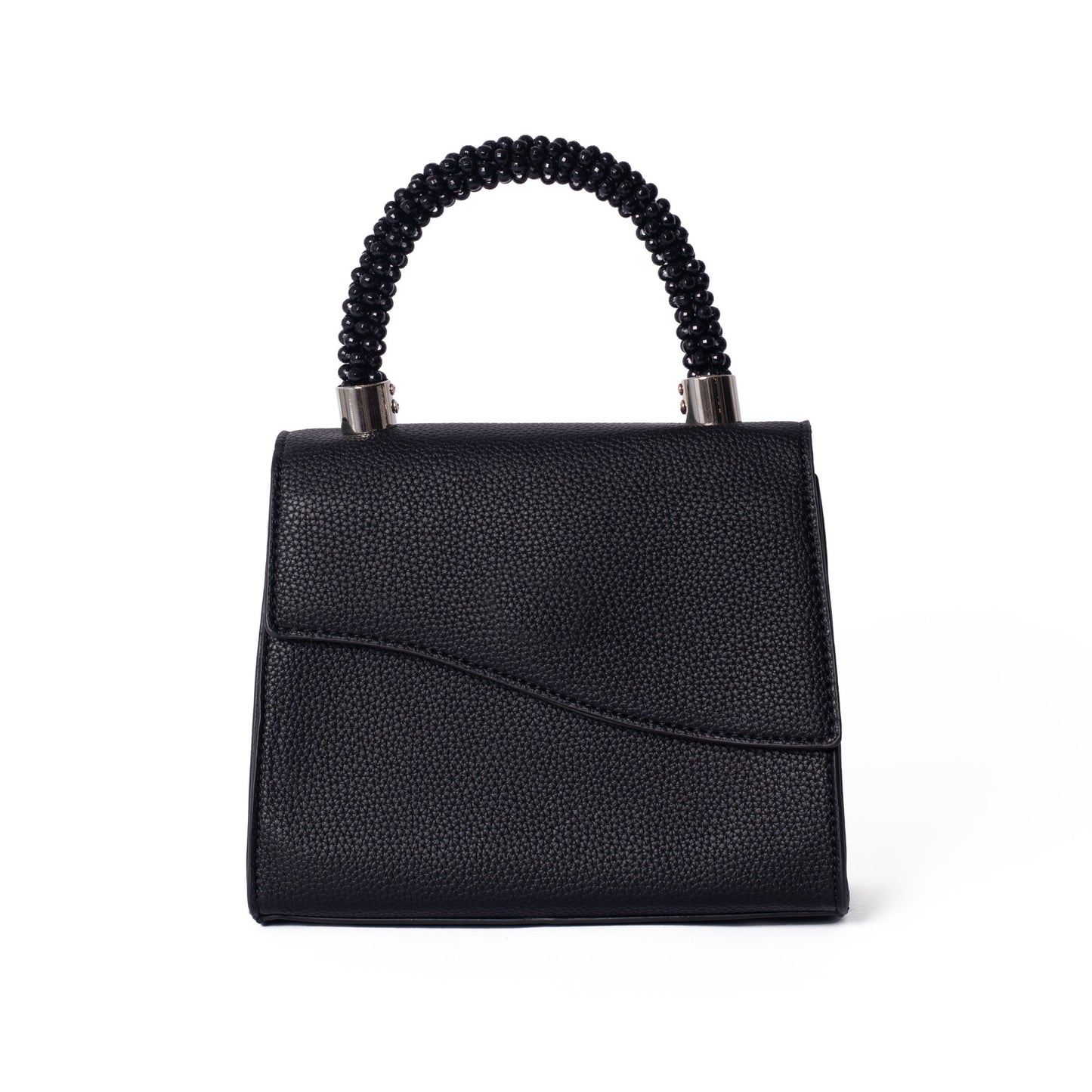 Black Bead Top Handle Bag