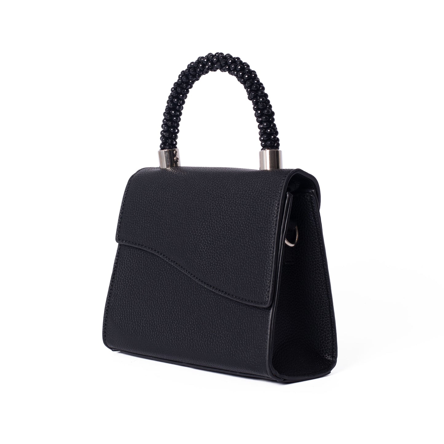 Black Bead Top Handle Bag