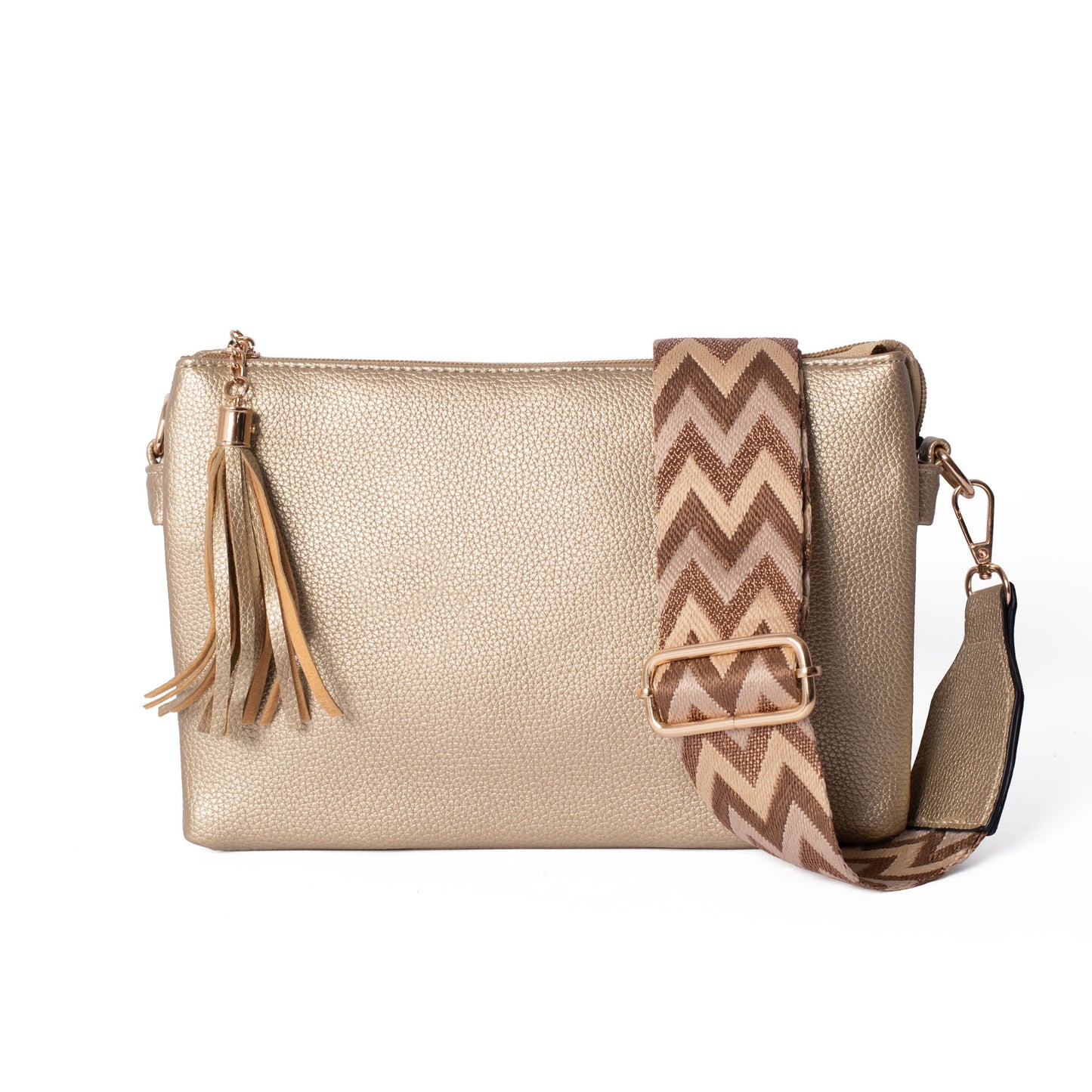 Gold multi-pocket clutch bag