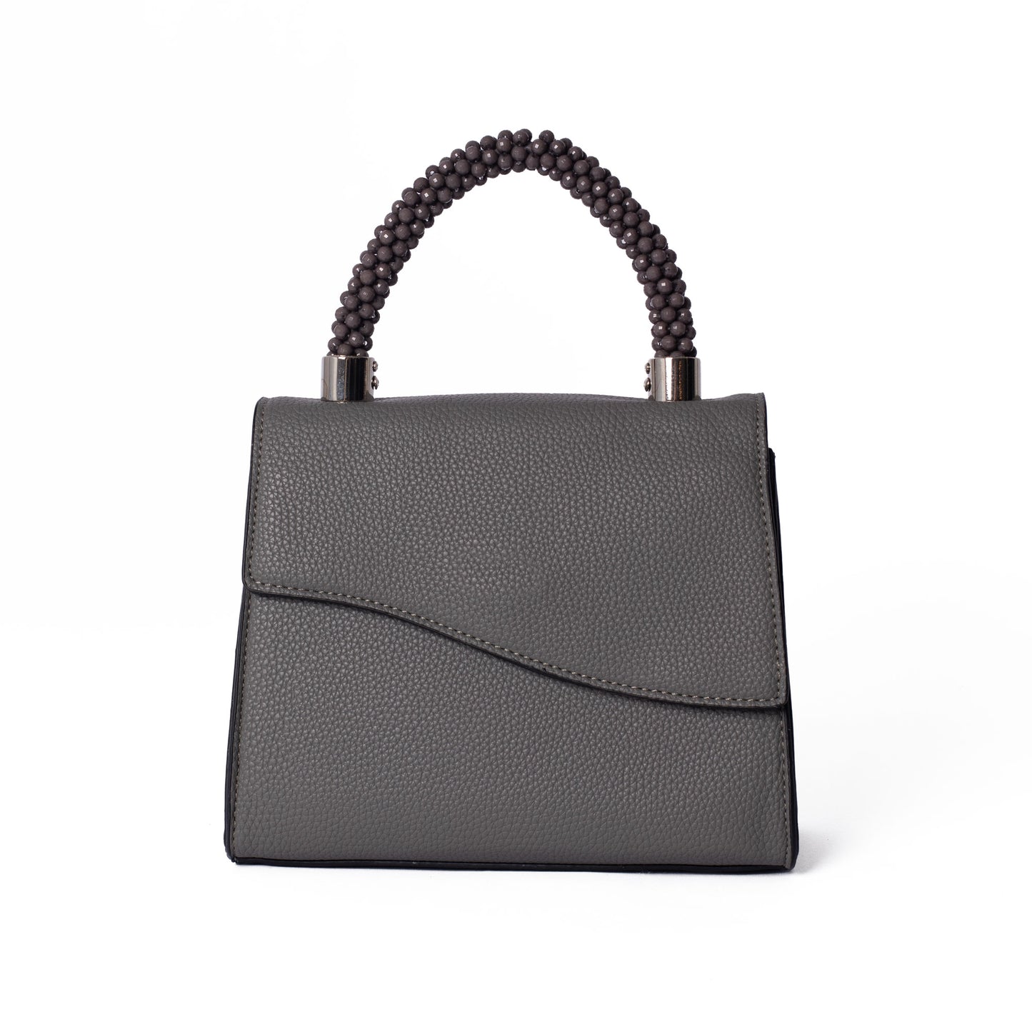 Grey Bead Top Handle Bag