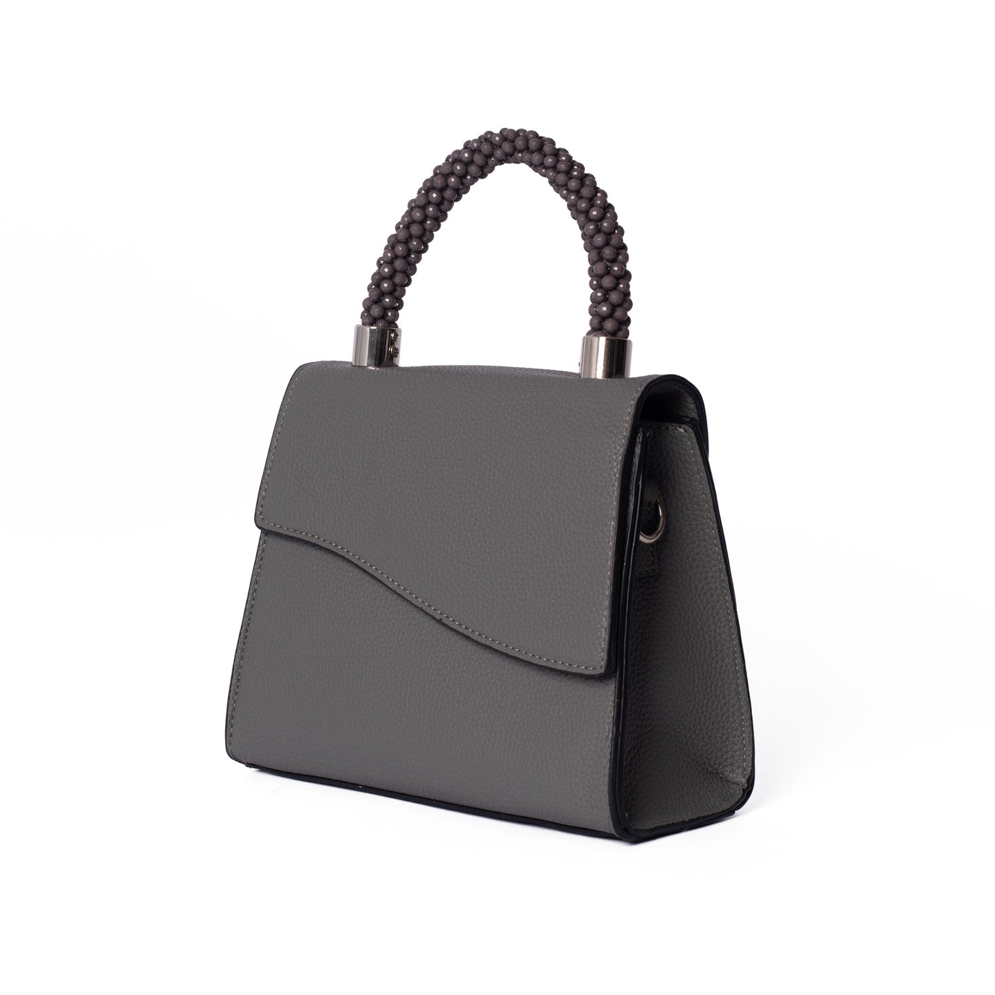 Grey Bead Top Handle Bag