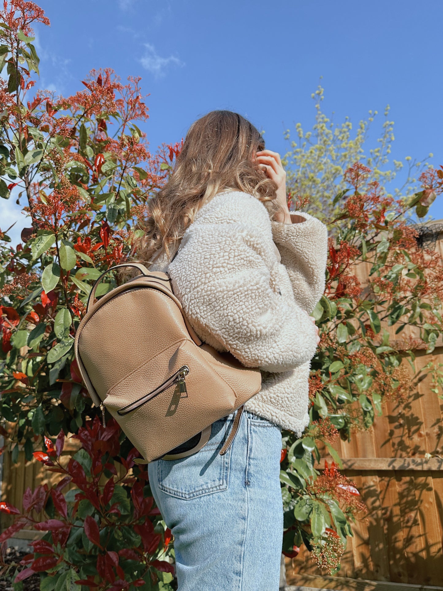 Taupe Vegan Leather Backpack