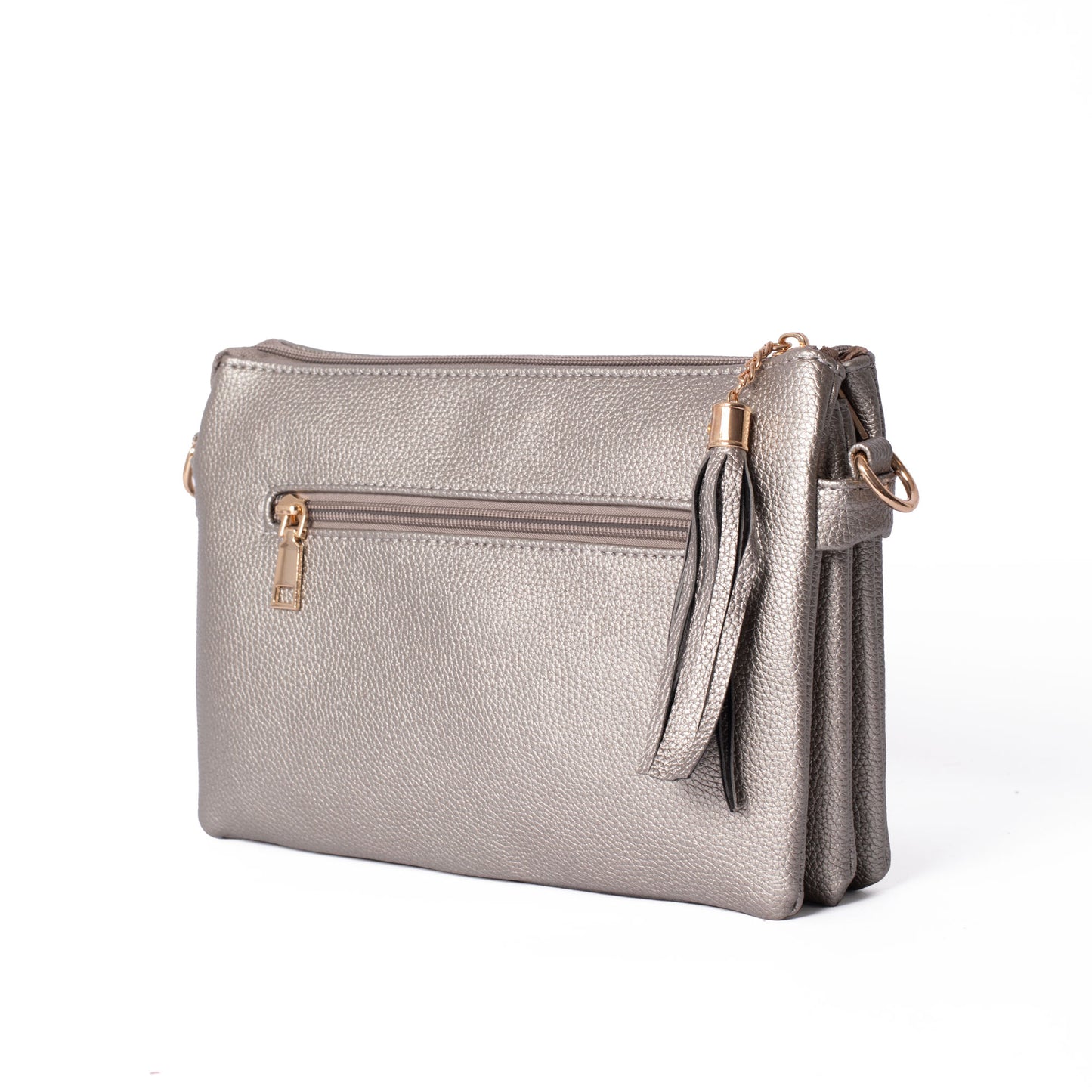 Silver multi-pocket clutch bag