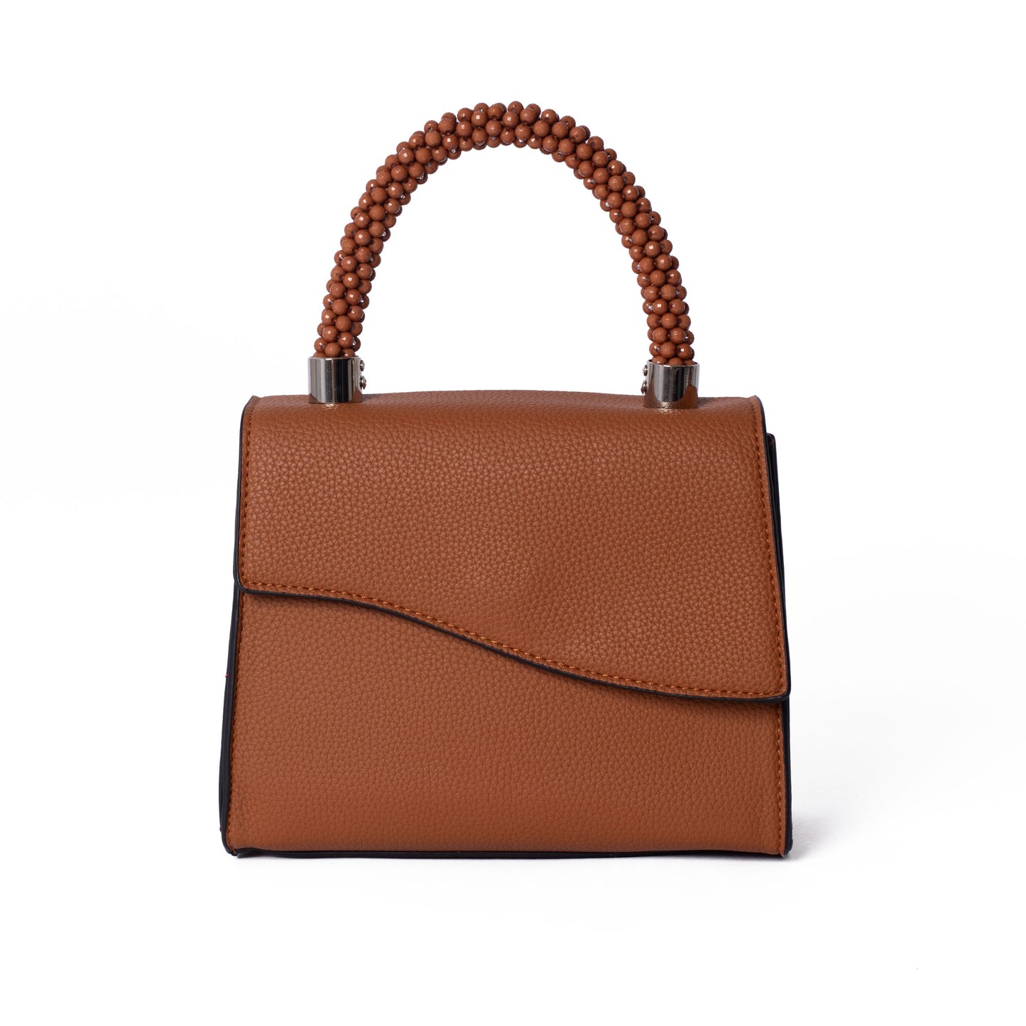 Tan Bead Top Handle Bag