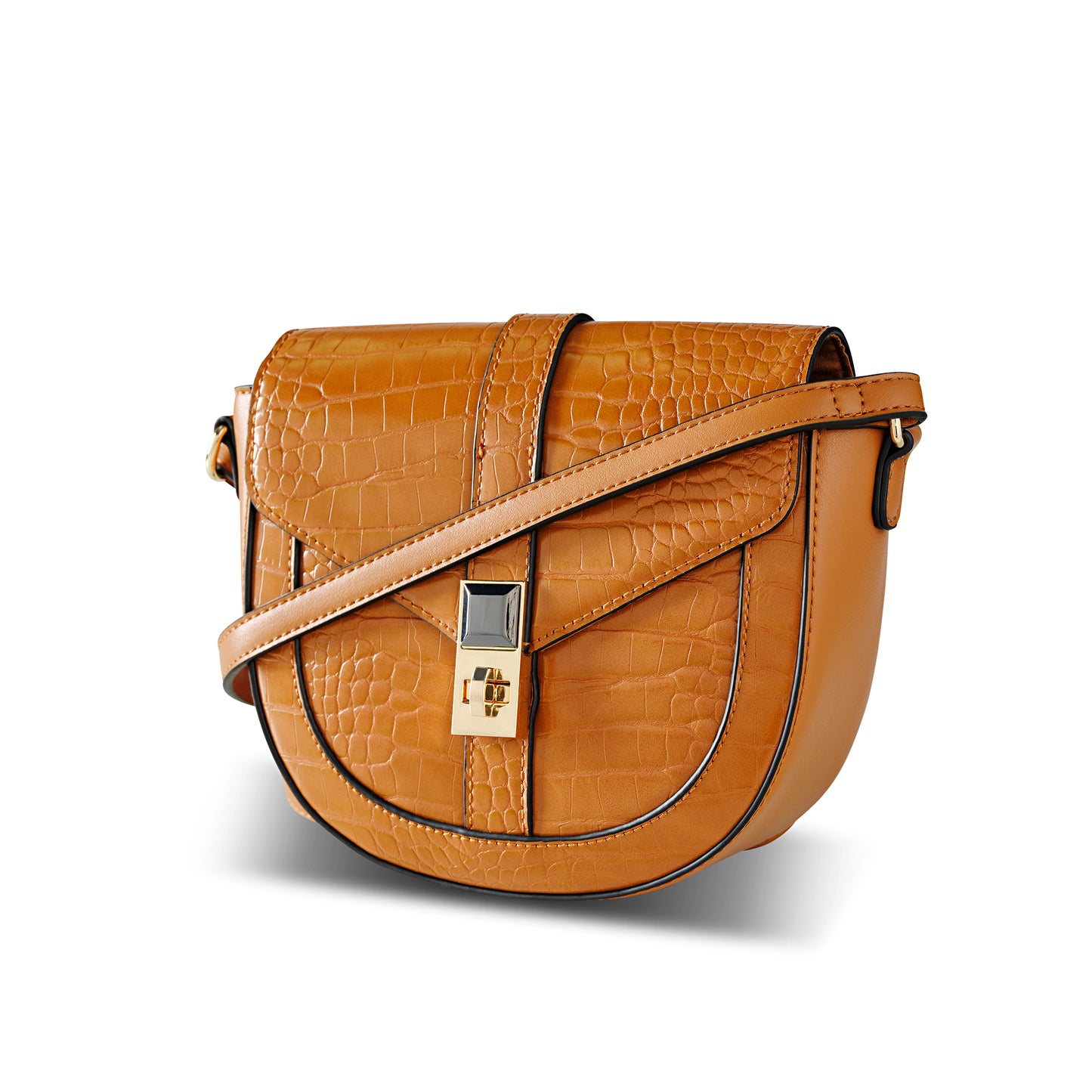 Tan Croc Gem Cross Body Bag