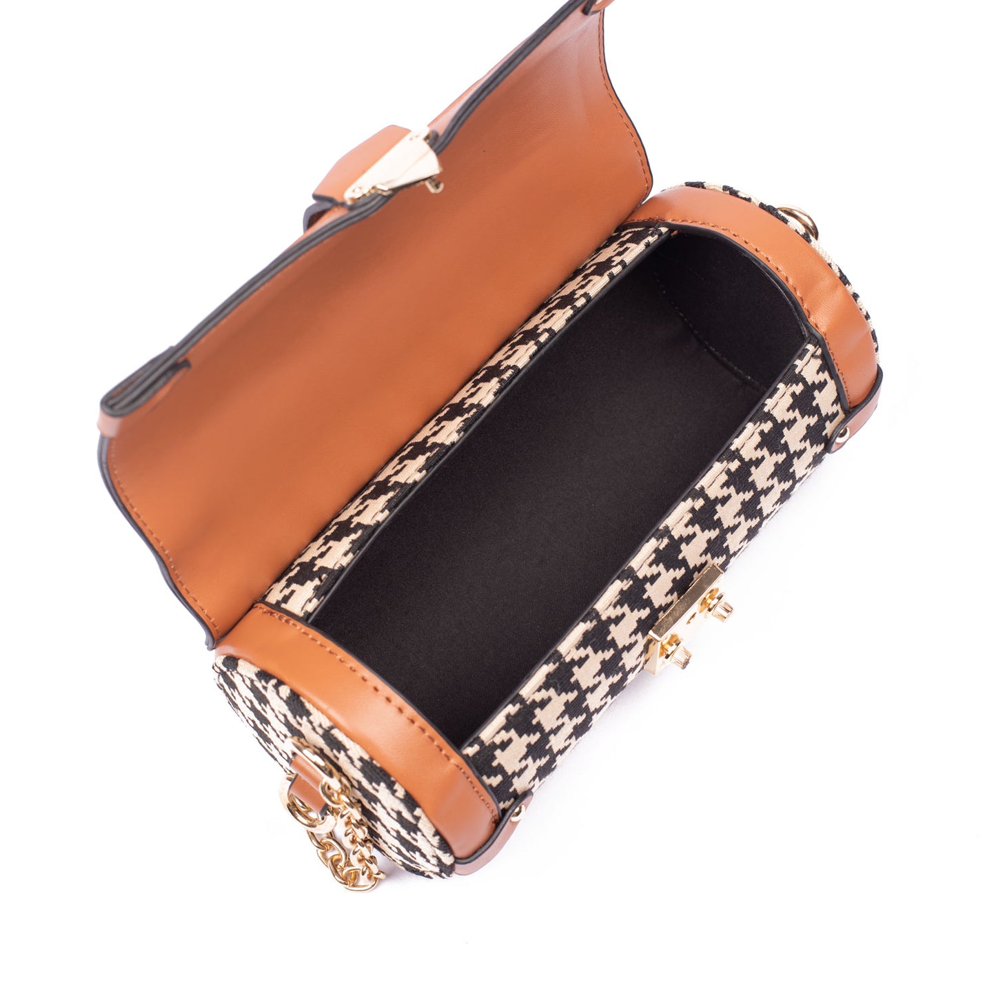 Houndstooth cylinder bag