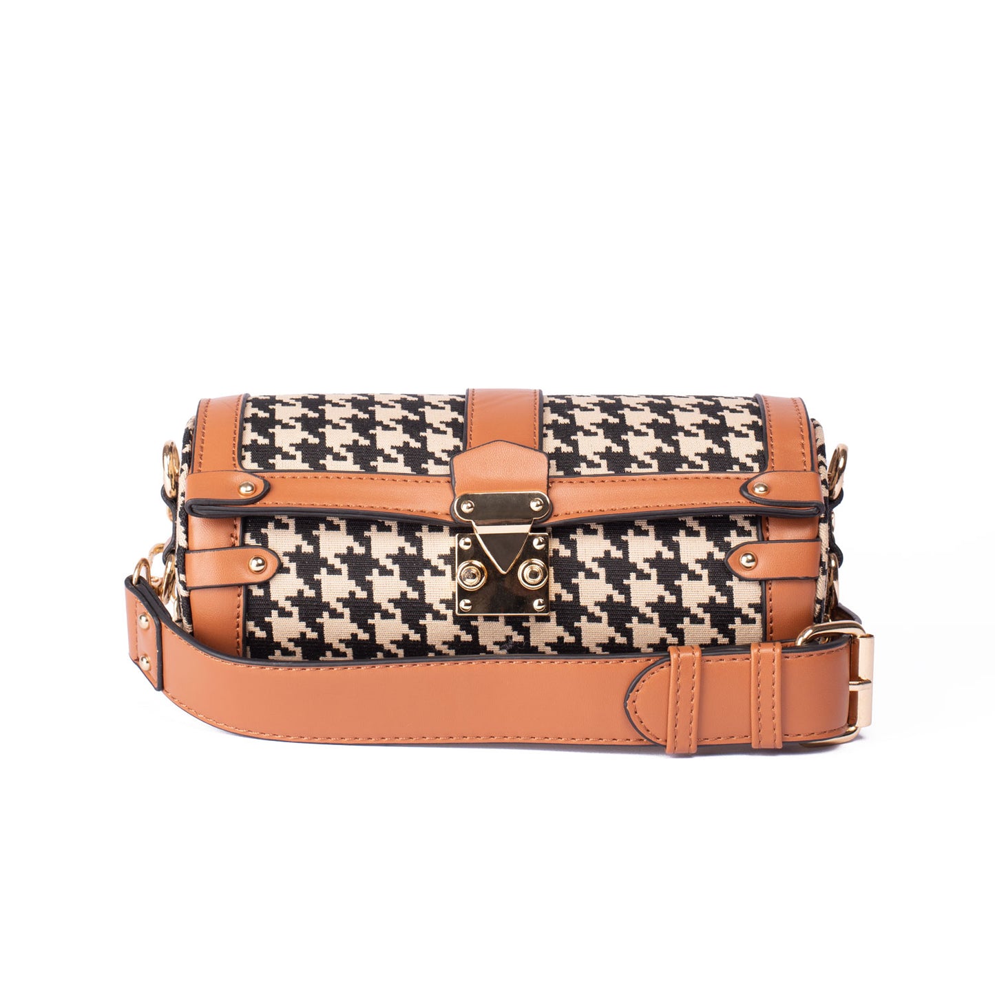 Houndstooth cylinder bag