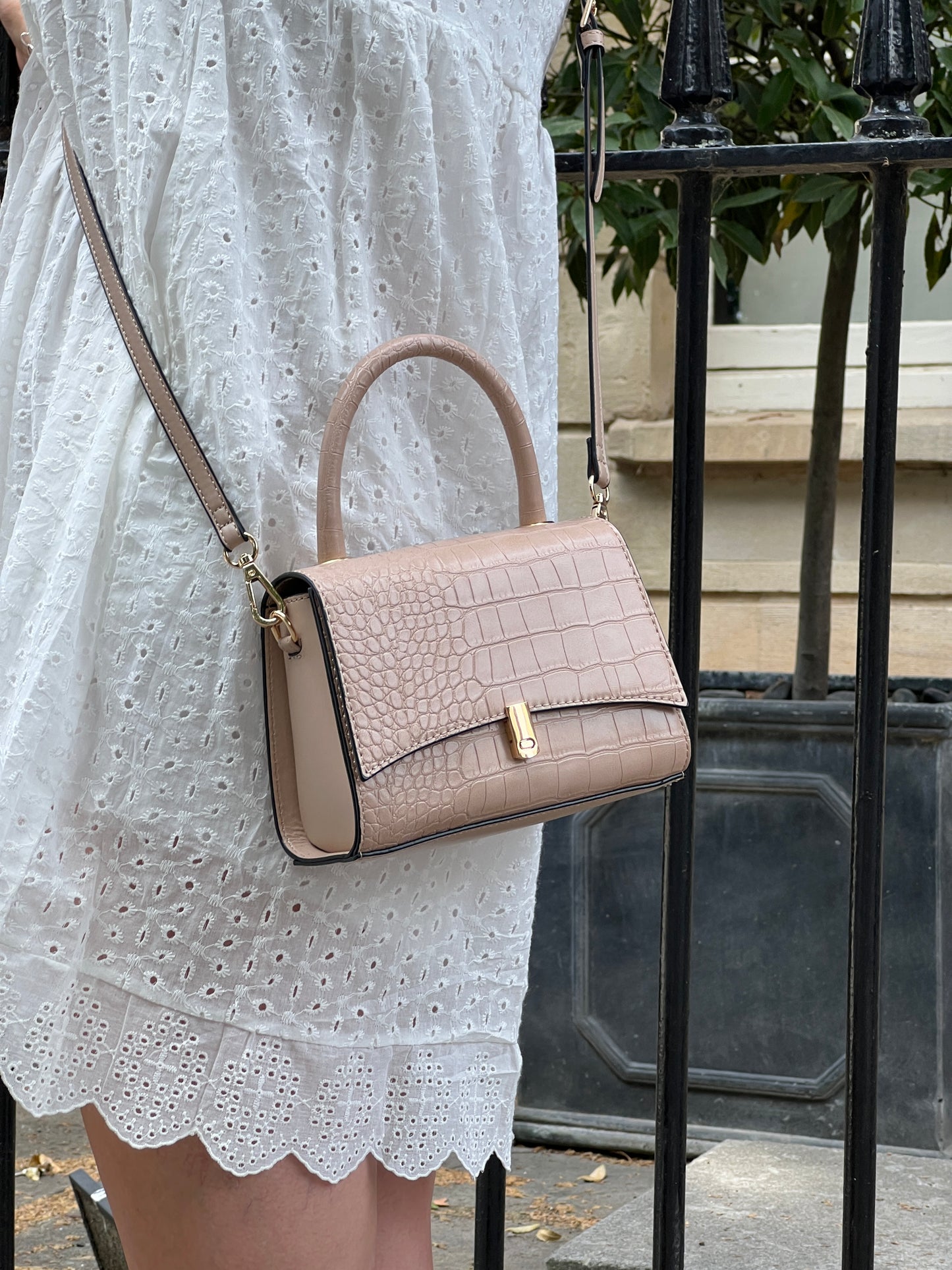 Beige Top Handle Bag