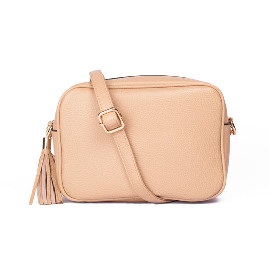 Beige Crossbody with zipped pocket