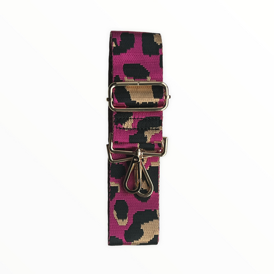 Fuschia Pink Leopard Bag Strap