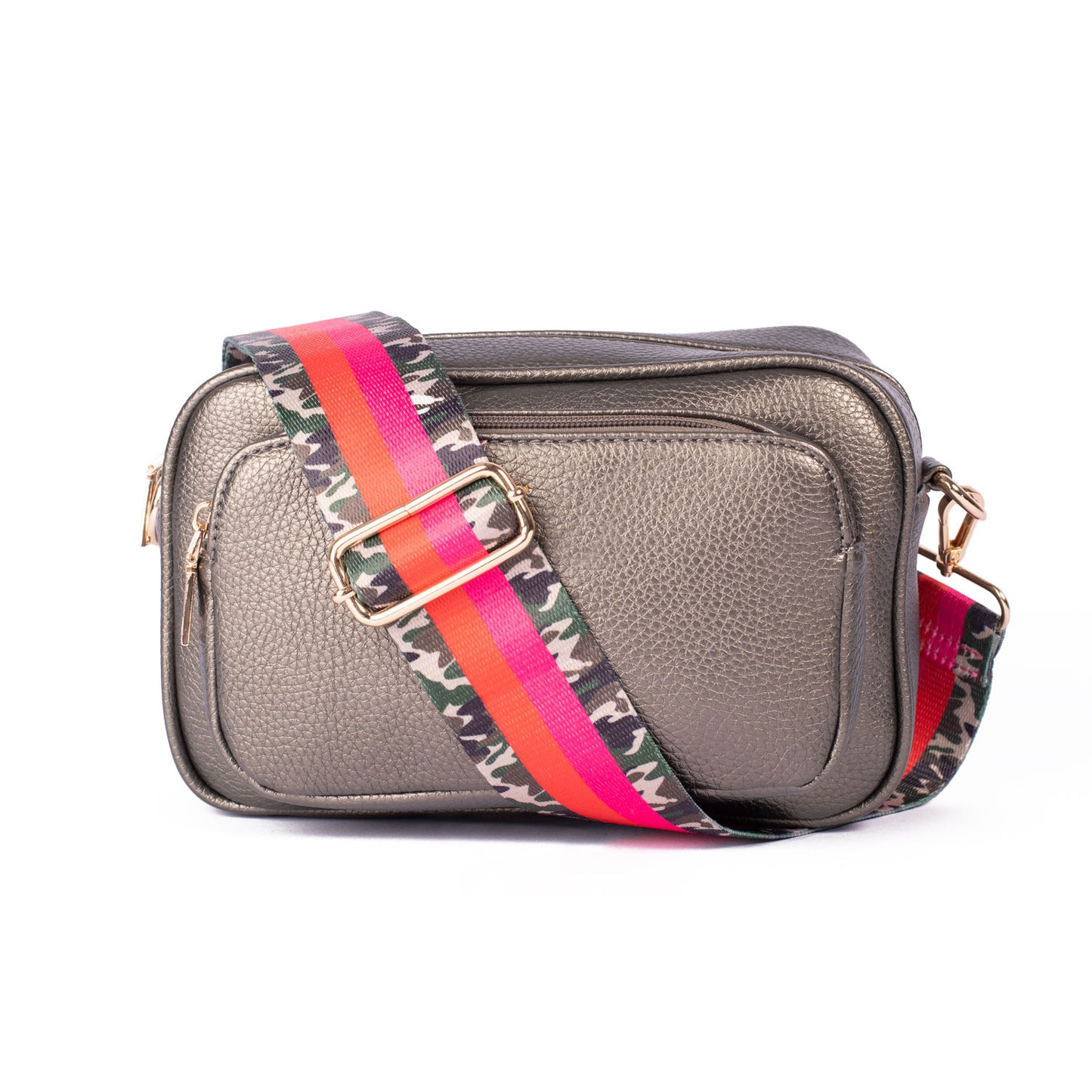 Metallic Grey Crossbody with canvas strap