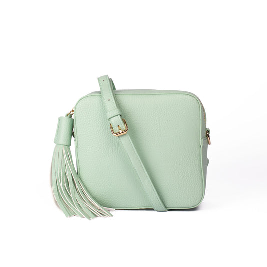 Mint Vegan Leather Box Cross Body Bag